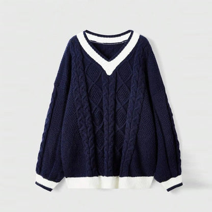 Oversized V Neck Knitwear - LONDON Wardrobe