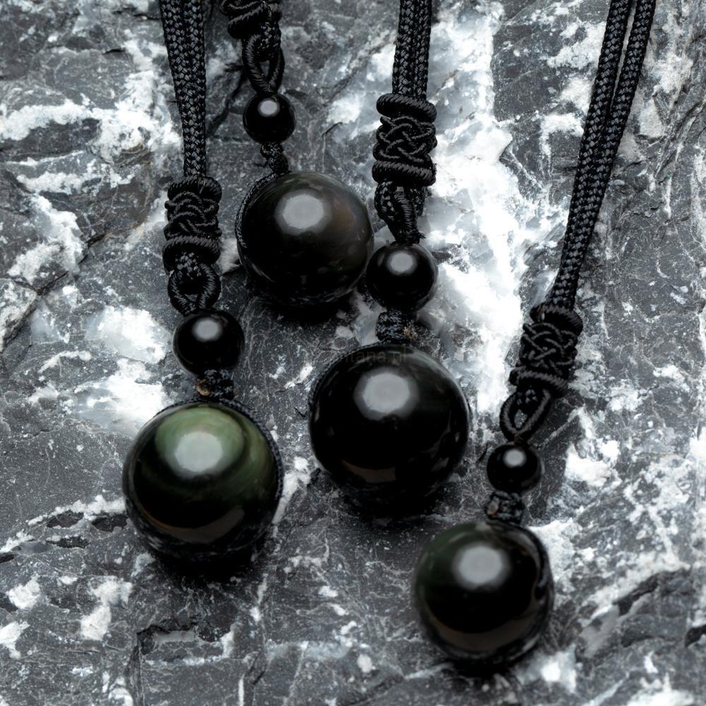 Adjustable Obsidian Gemstone Necklace