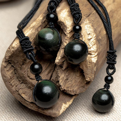 Adjustable Obsidian Gemstone Necklace